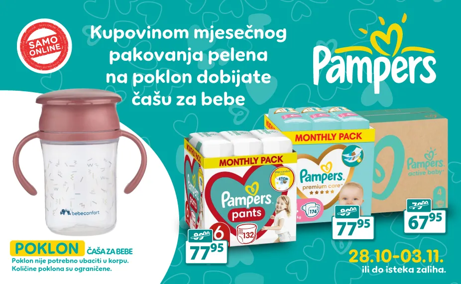 Pampers + čaša