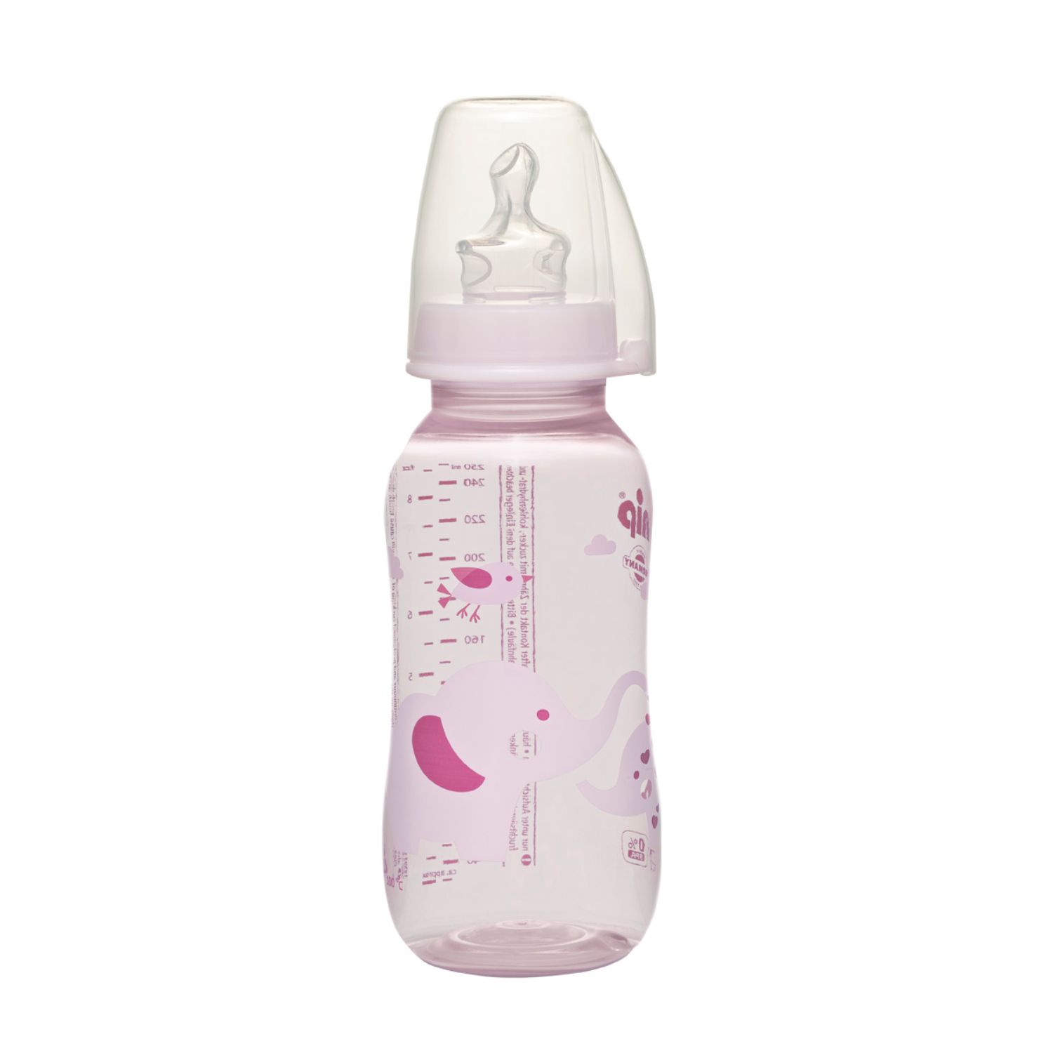 NIP pp flašica Trendy Girl 250ml sa silikonskom cuclom za mlijeko 0-6 