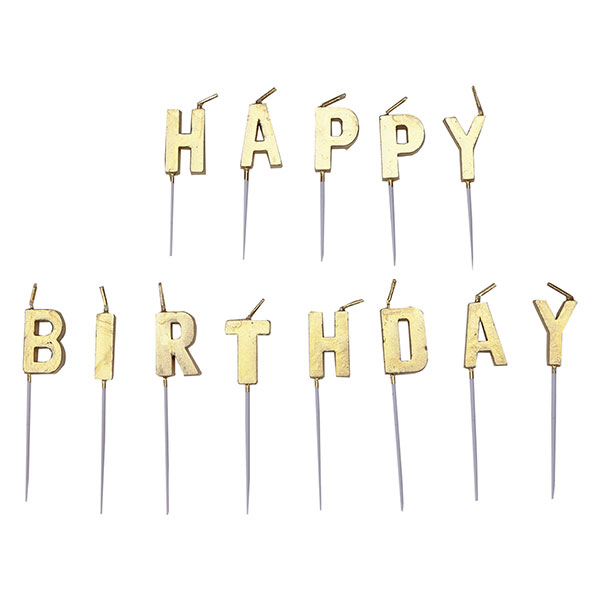 Svijeće zlatne happy birthday 7,7 cm 