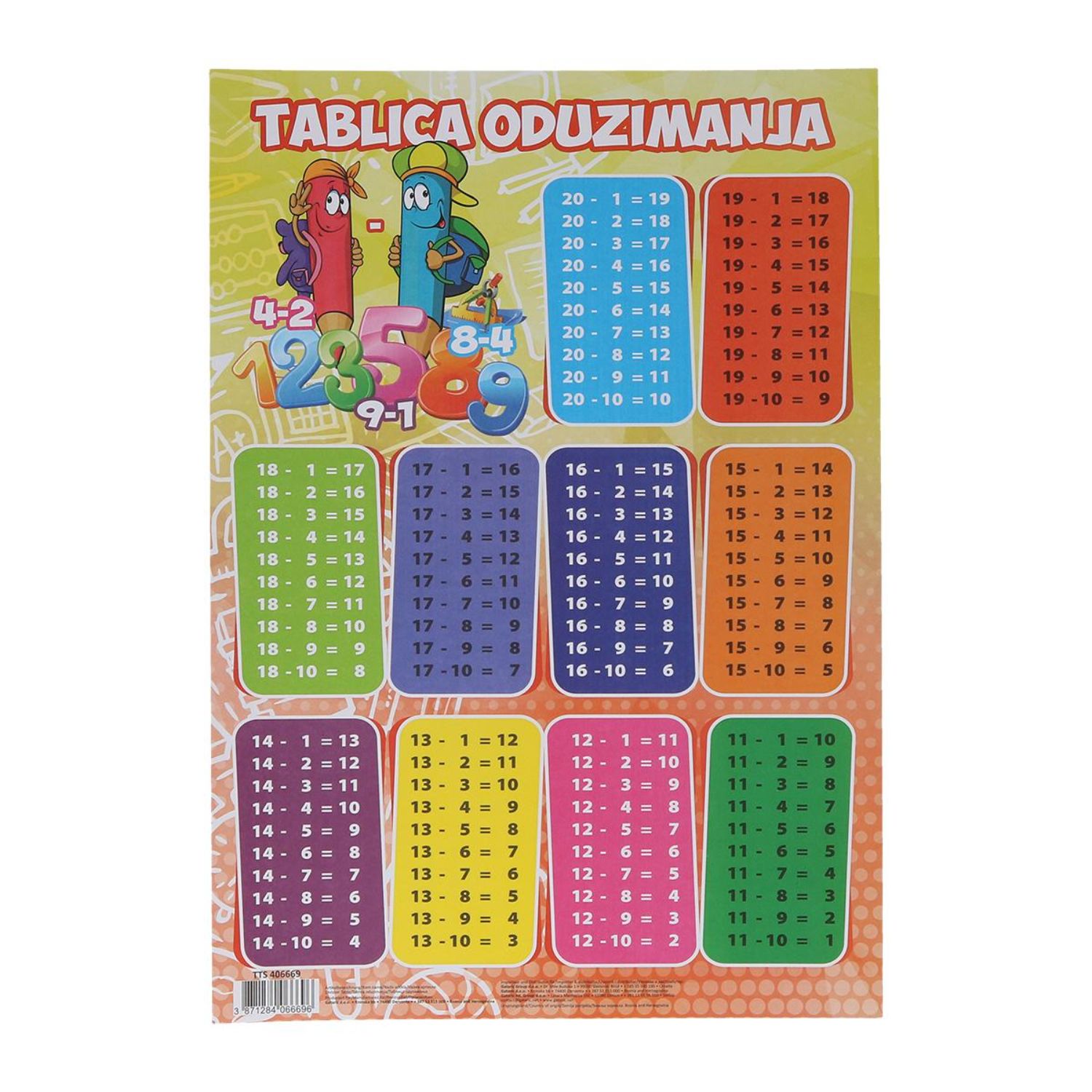 Tablica oduzimanja, A4 