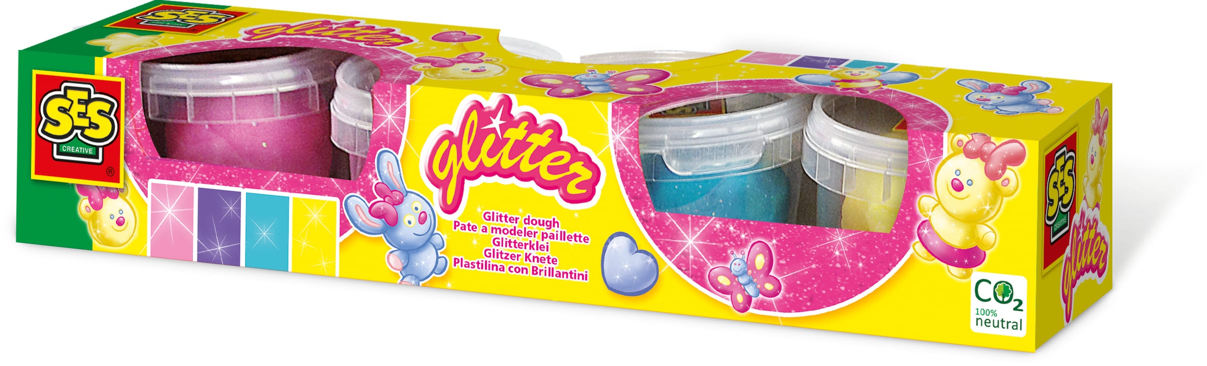SES Plastelin gliter 4X90GR 00466 