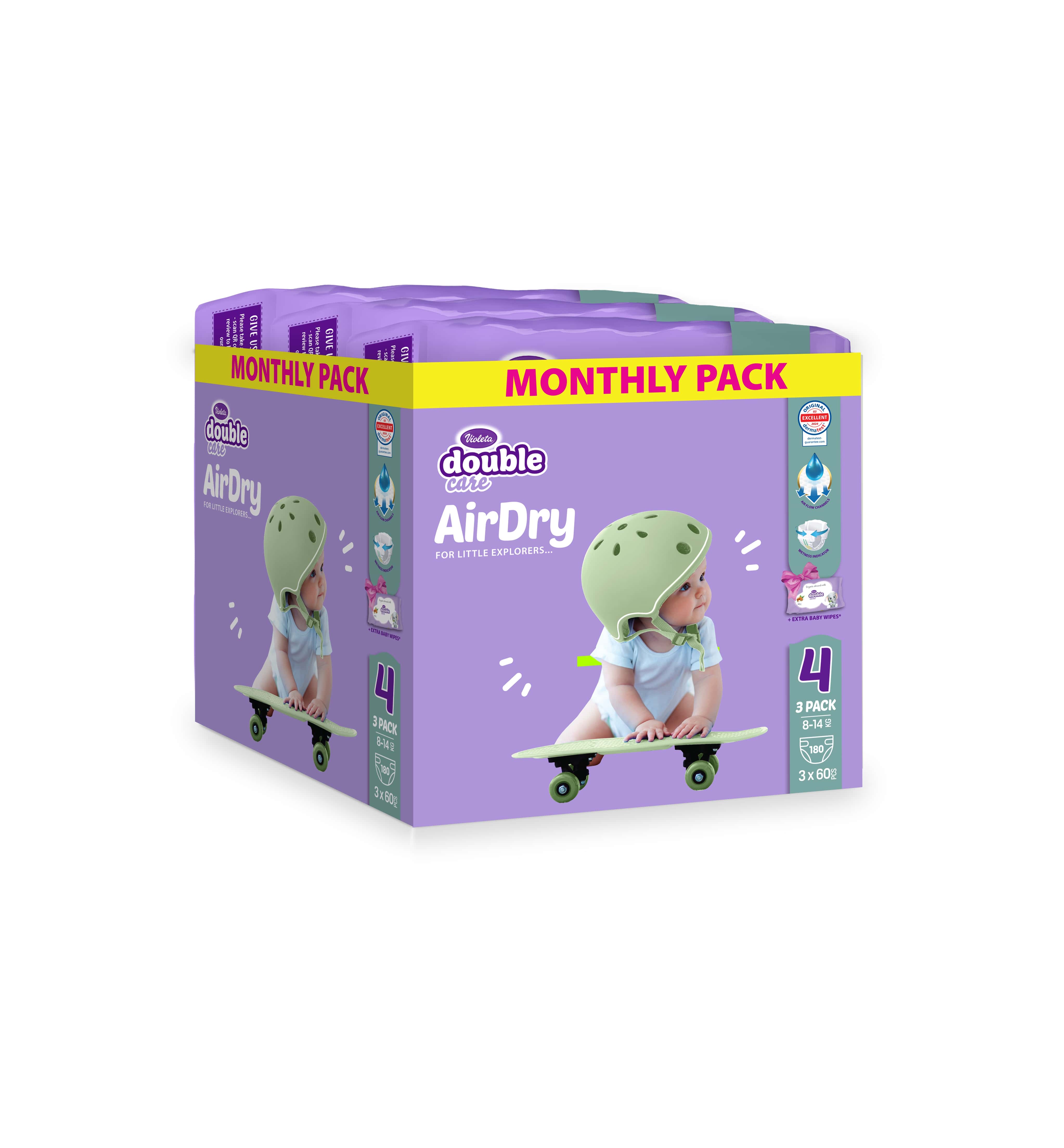 Violeta pelene Air Dry Maxi 4 (8-14 KG) monthly pack 180KOM 