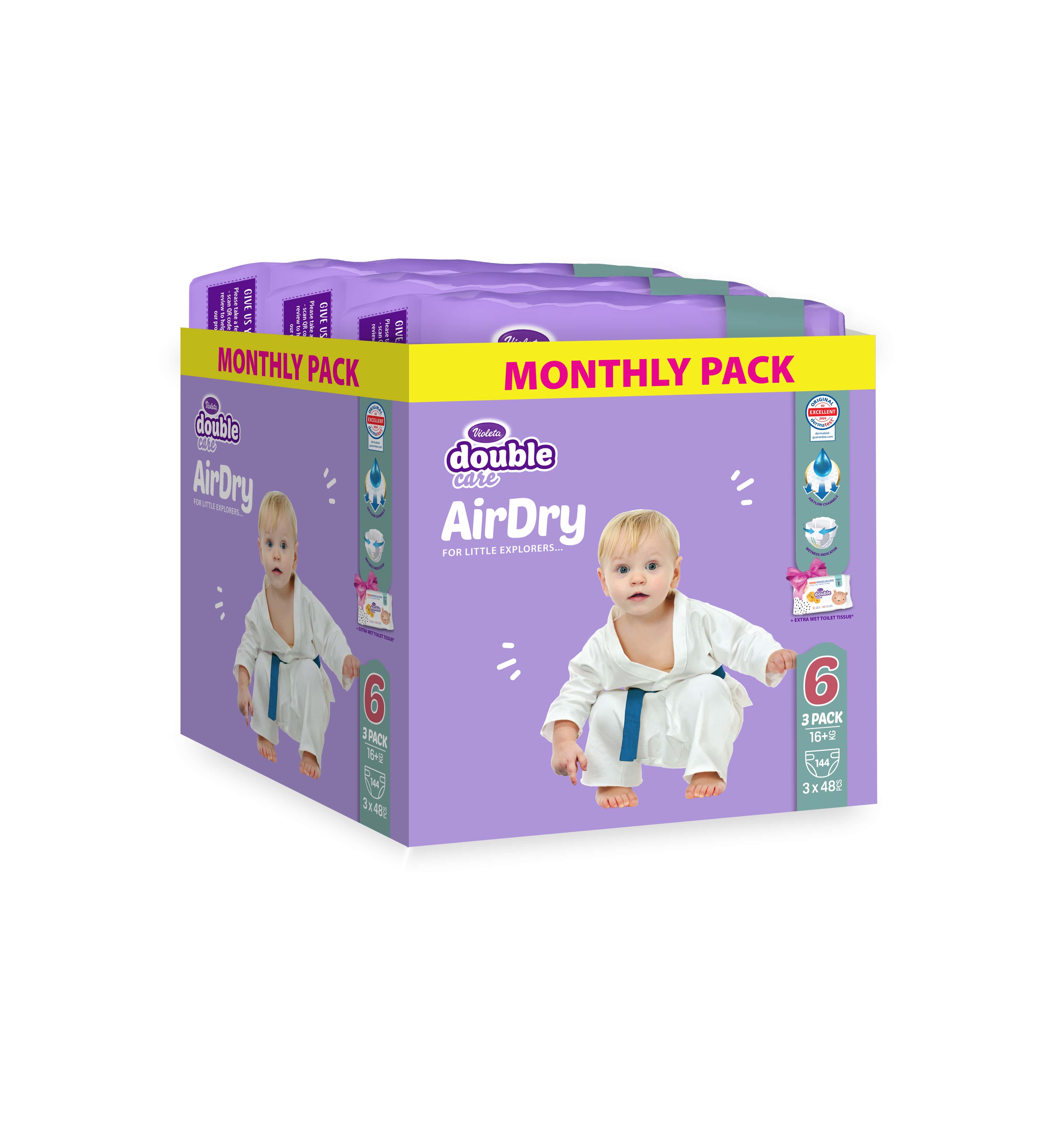 Violeta pelene Air Dry Maxi 6 (16+ KG) monthly pack 144 KOM 