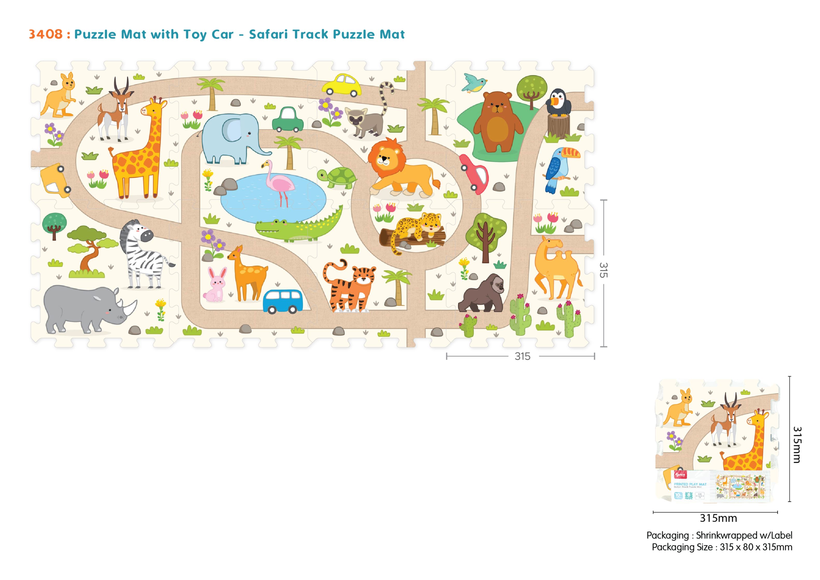 Sunta podne puzzle safari staza, 8 kom 