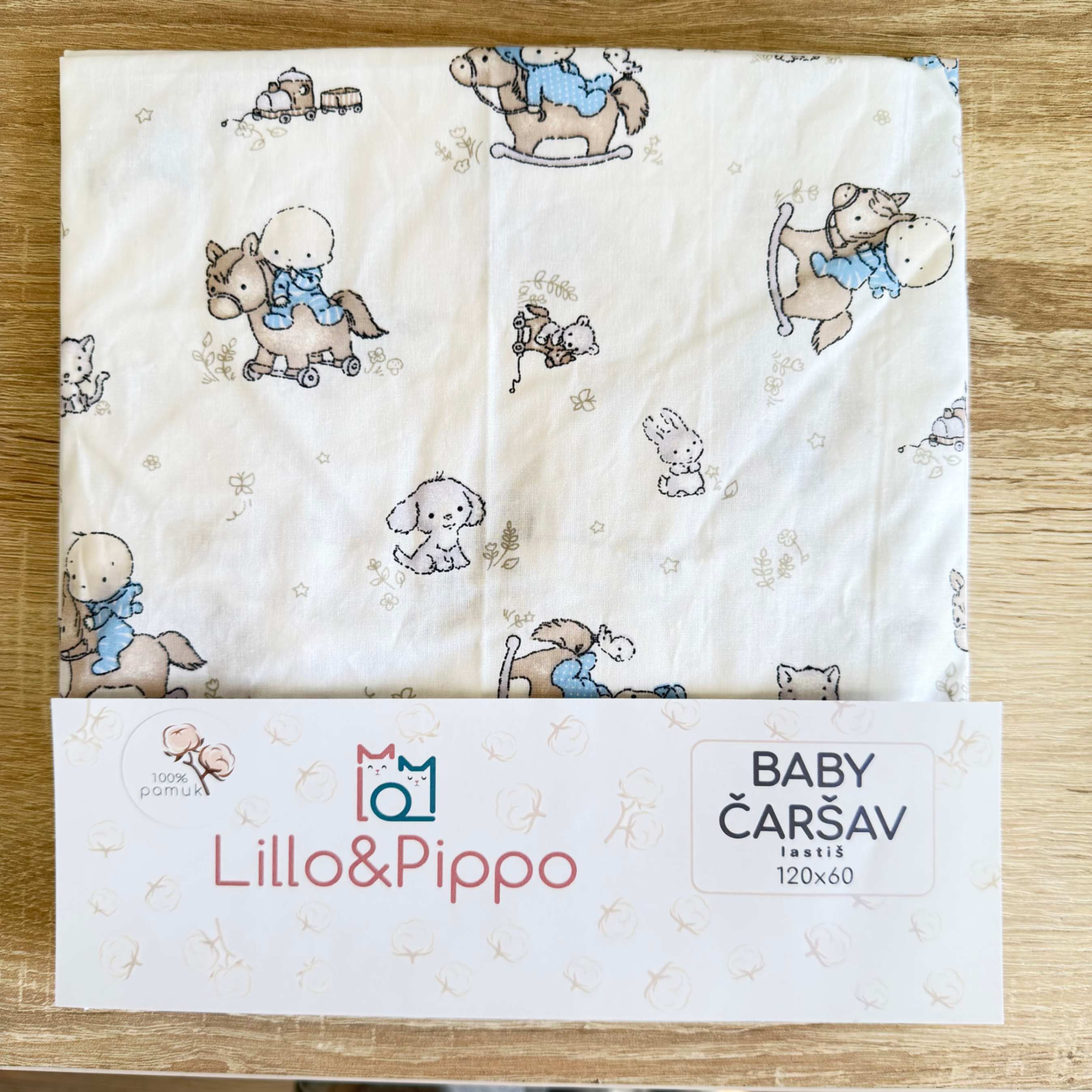 Lillo&Pippo čaršav sa lastišem Konjići, 60x120cm 