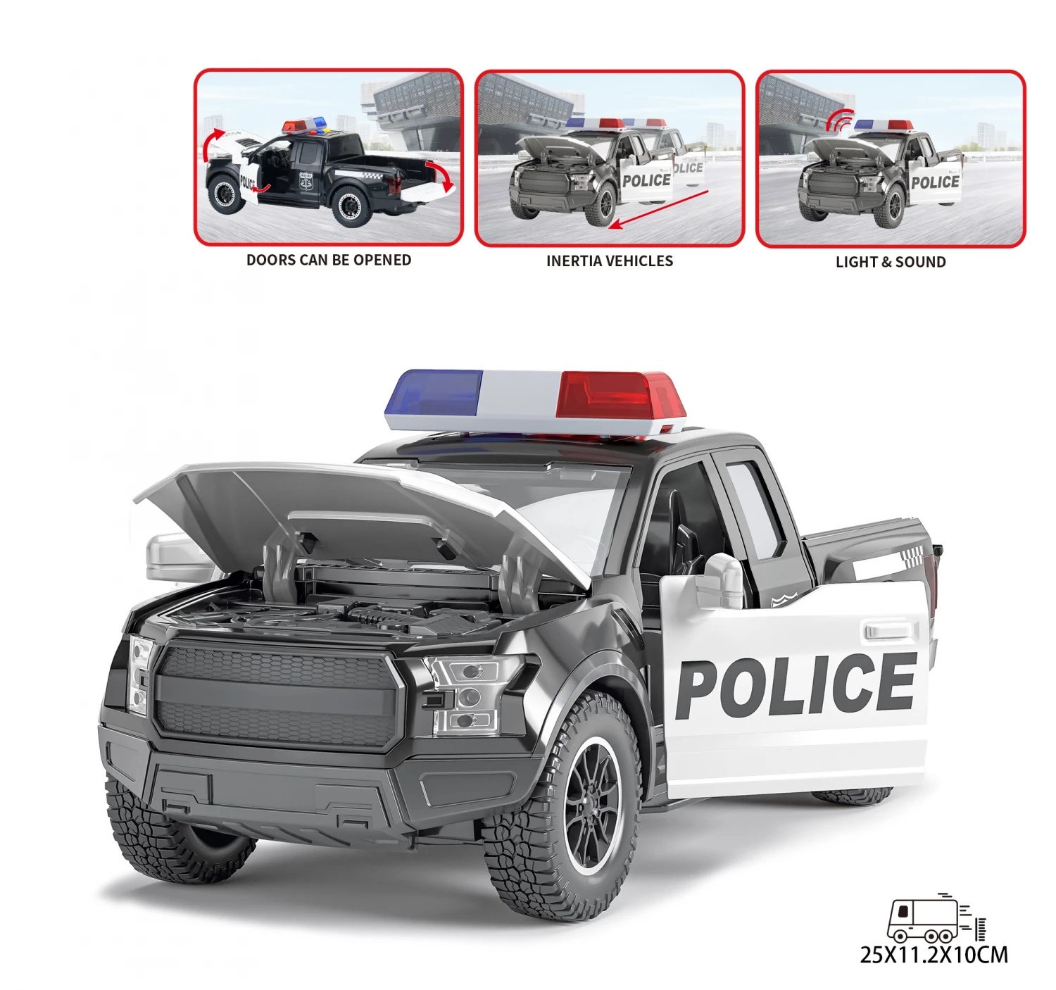 Magzy Wheels policijski džip crni 1:16 