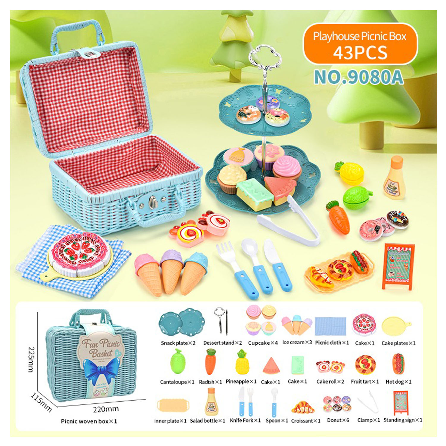 HK Mini igračka kofer za piknik, plavi 