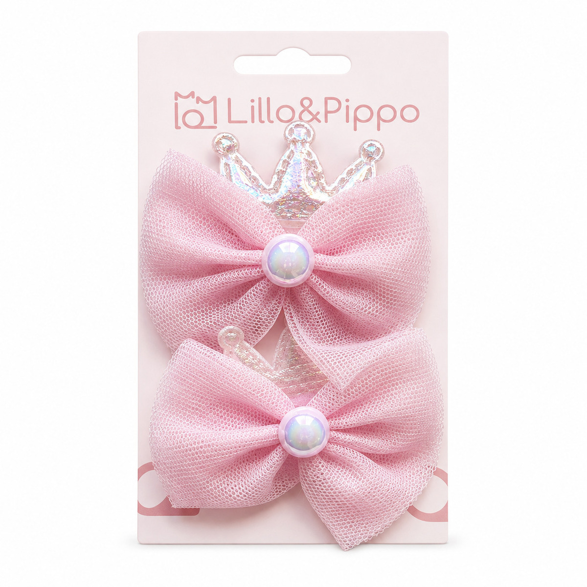 Lillo&Pippo šnalice za kosu  2/1 kruna sa mašnom 