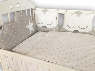 Lillo&Pippo punjena posteljina Sova siva 