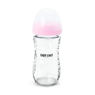 Baby Chef flašica staklena 240ml, roze 
