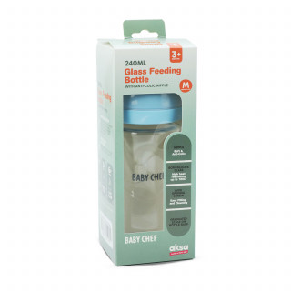 Baby Chef flašica staklena 240ml, plava 