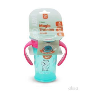Baby Chef no-spill čaša 360° 210ml, 9m+, roze