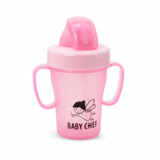 Baby Chef no-spill sa slamčicom 200ml, 9m+, roze