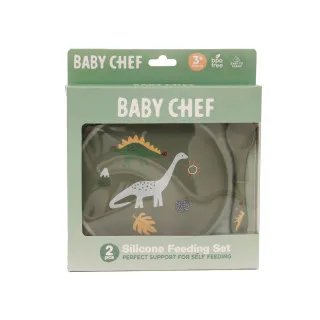 Baby Chef silikonski set za hranjenje, dinosaurus 