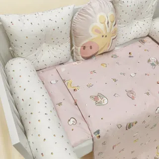 Lillo&Pippo punjena posteljina Žirafe, roze 