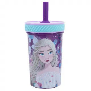 Stor čaša sa silikonskom slamčicom 370 ml Frozen 