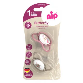 Nip Butterfly laža, silikon, mix boja, 0-6m 