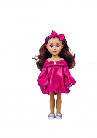 Cute&Cool lutka Brunette roze haljina, 30cm 