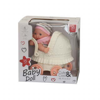 Cute&Cool lutka beba u kolicima, 15cm
