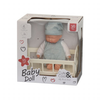Cute&Cool lutka beba u krevecu, 15cm