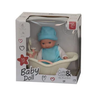 Cute&Cool lutka beba u kadi plava, 15cm 