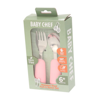Baby Chef set kašika i viljuška, roze
