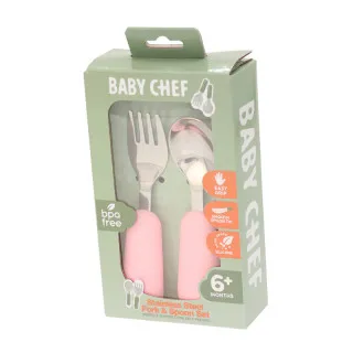 Baby Chef set kašika i viljuška, roze 