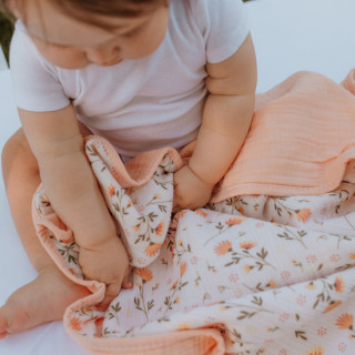 Baby Textil prekrivač od muslina Cvetići, 85x100cm 