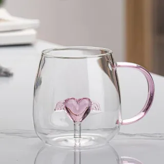 Cute&Cool HOME staklena šolja sa srcem, 400ml 