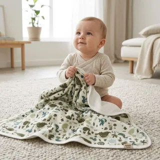 Baby Textil prekrivač Dino družina, 80x90cm 