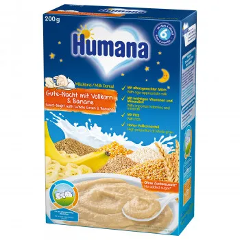 Humana ml. instant kaša za l. noć sa celim zrnom žit. i bananom 200g, 