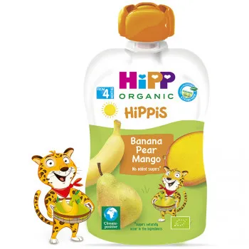 Hipp pouch banana, kruška, mango 100g 