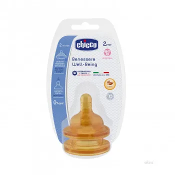 Chicco cucla Giotto, kaučuk, prilagodljiv protok, 2m+, 2kom 