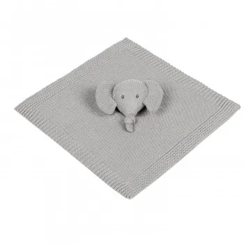 Nattou pleteno ćebence sa likom slončeta, siva 