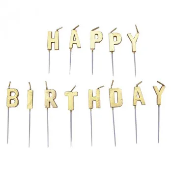 Svijeće zlatne happy birthday 7,7 cm 
