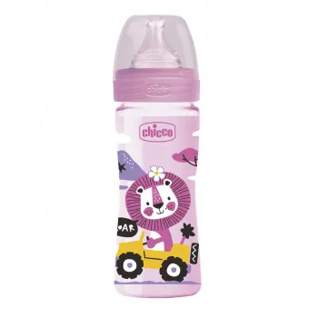 Chicco WB plastična flašica 250ml, silikon, roze 