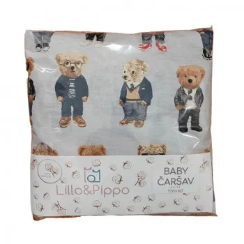 Lillo&Pippo čaršav lastiš, Medvedi, 60x120cm 