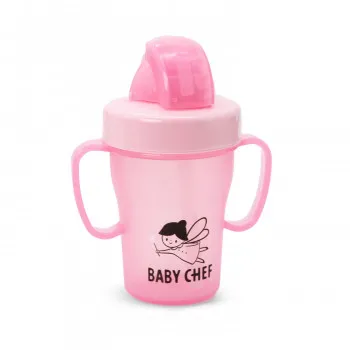 Baby Chef no-spill sa slamčicom 200ml, 9m+, roze 