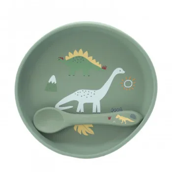 Baby Chef silikonski set za hranjenje, dinosaurus 