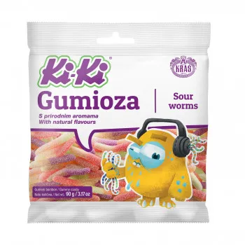 Ki-ki bombon gumeni sour worms 90g 