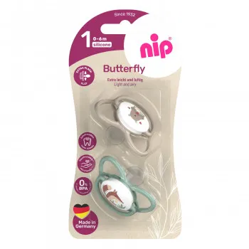 Nip Butterfly laža, silikon, mix boja, 0-6m 