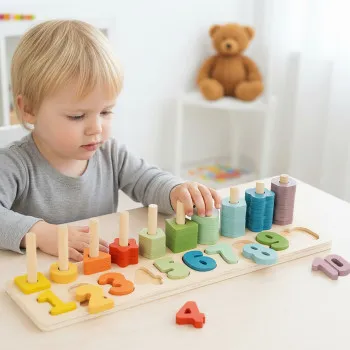 Cute&Cool drvena igračka oblici i brojevi slaganje 