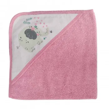 Lillo&Pippo peškir sa kapuljačom 80x80cm, roze 
