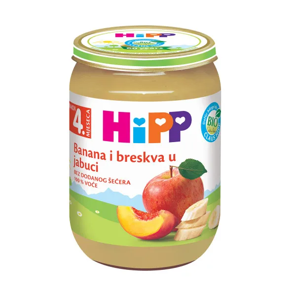 Hipp kašica banana i breskva u jabuci 190g 