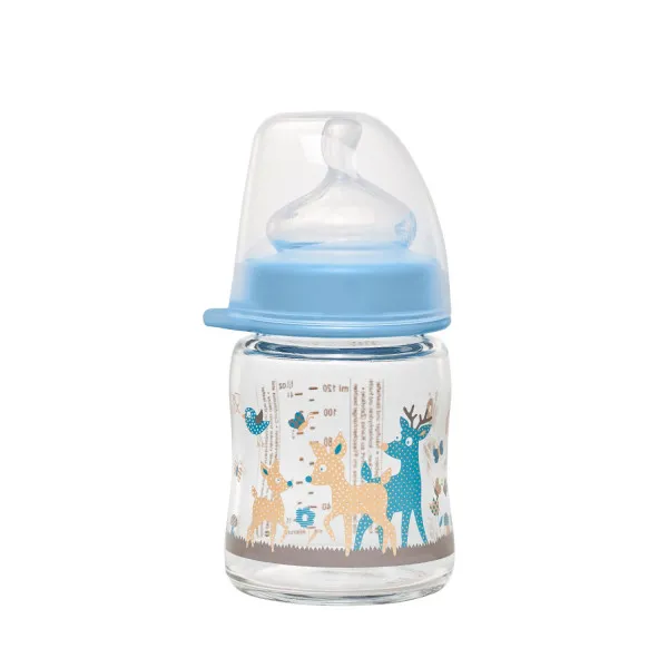 Nip staklena flaš sa šir otvorom 0m+ 120ml,plava