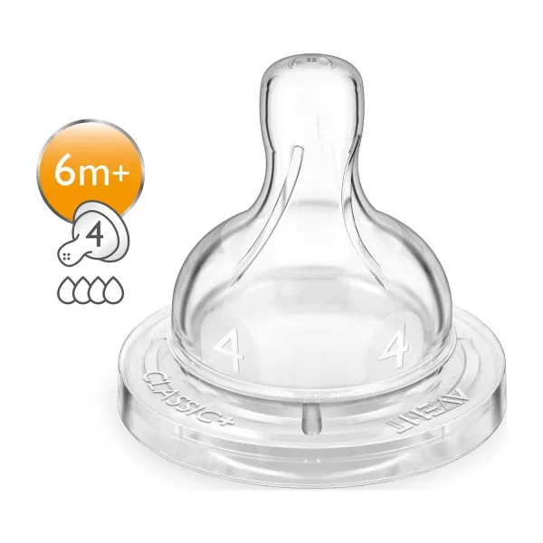 Avent silikonska cucla classic brz protok 6m+ 