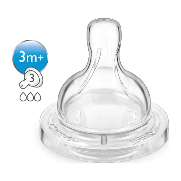 Avent silikonska cucla classic srednji protok 3m+ 