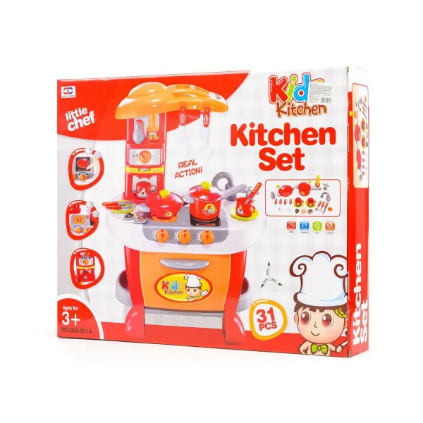 Qunsheng Toys, igračka kuhinja sa dodacima-crvena