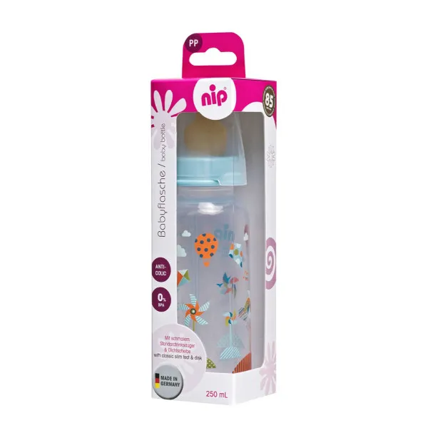 Nip PP flašica Family Boy 250 ml sa kaučuk cuclom za mlijeko 6+
