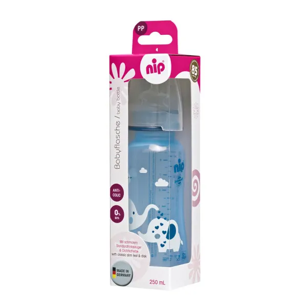 Nip pp flašica Trendy Boy 250 ml sa silikonskom cuclom za mlijeko 0-6